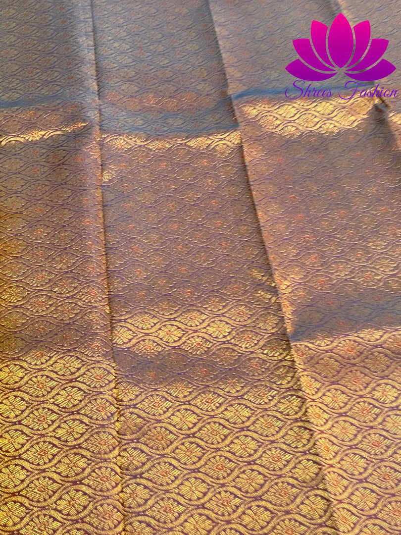 Red with Violet Colour Gold Zari Design Kanchipuram Silk Saree - Shrees  Fashion Australia