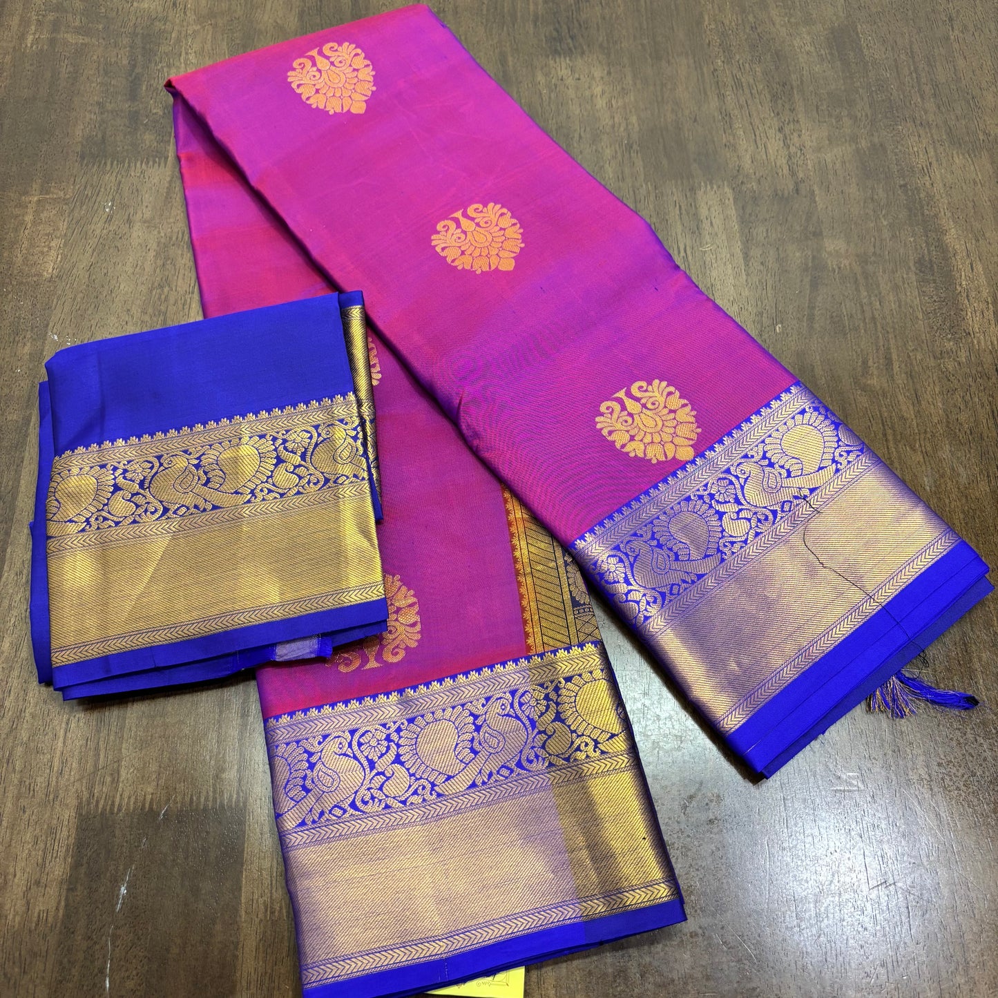 Royal Purple and Blue Kanchipuram Silk Saree