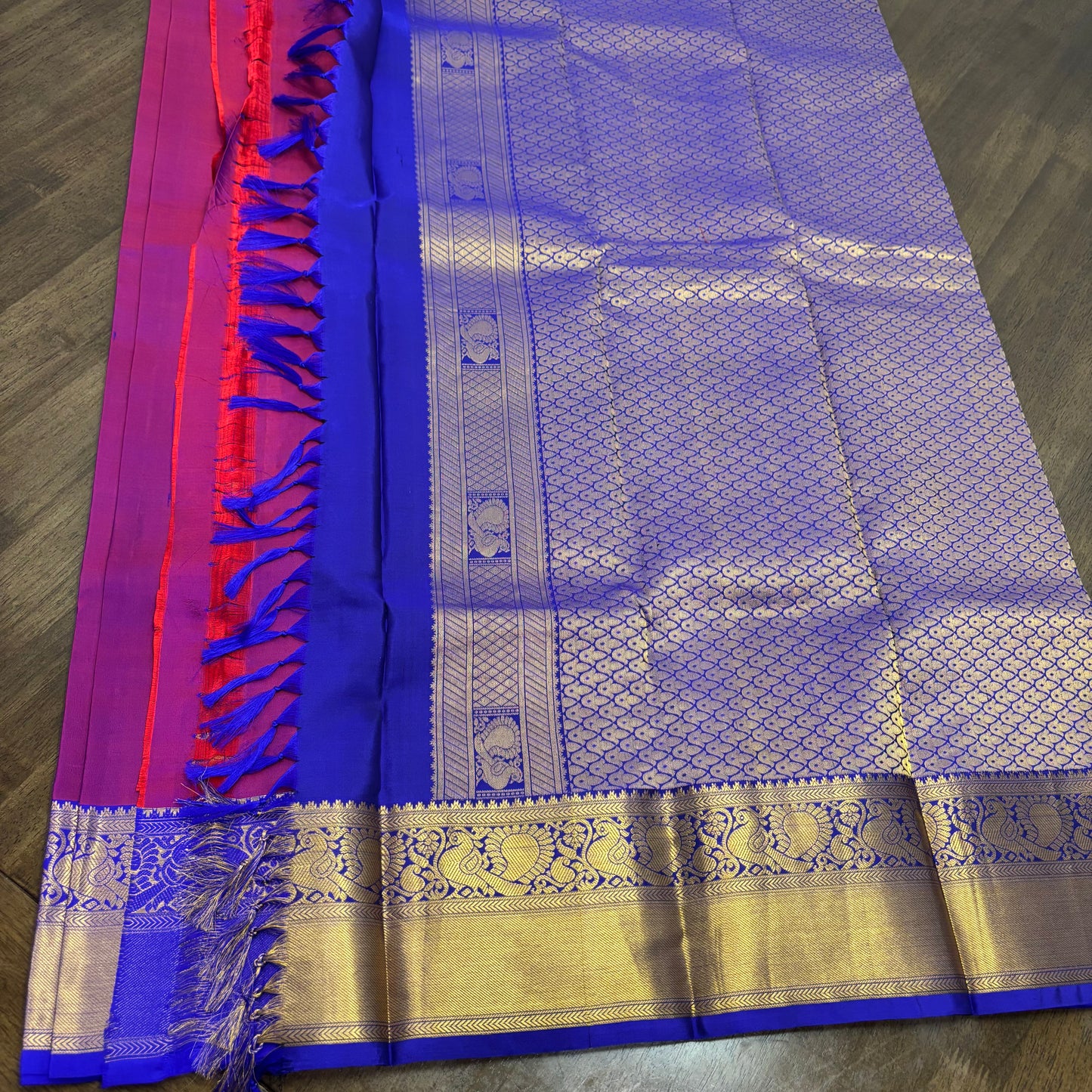 Royal Purple and Blue Kanchipuram Silk Saree