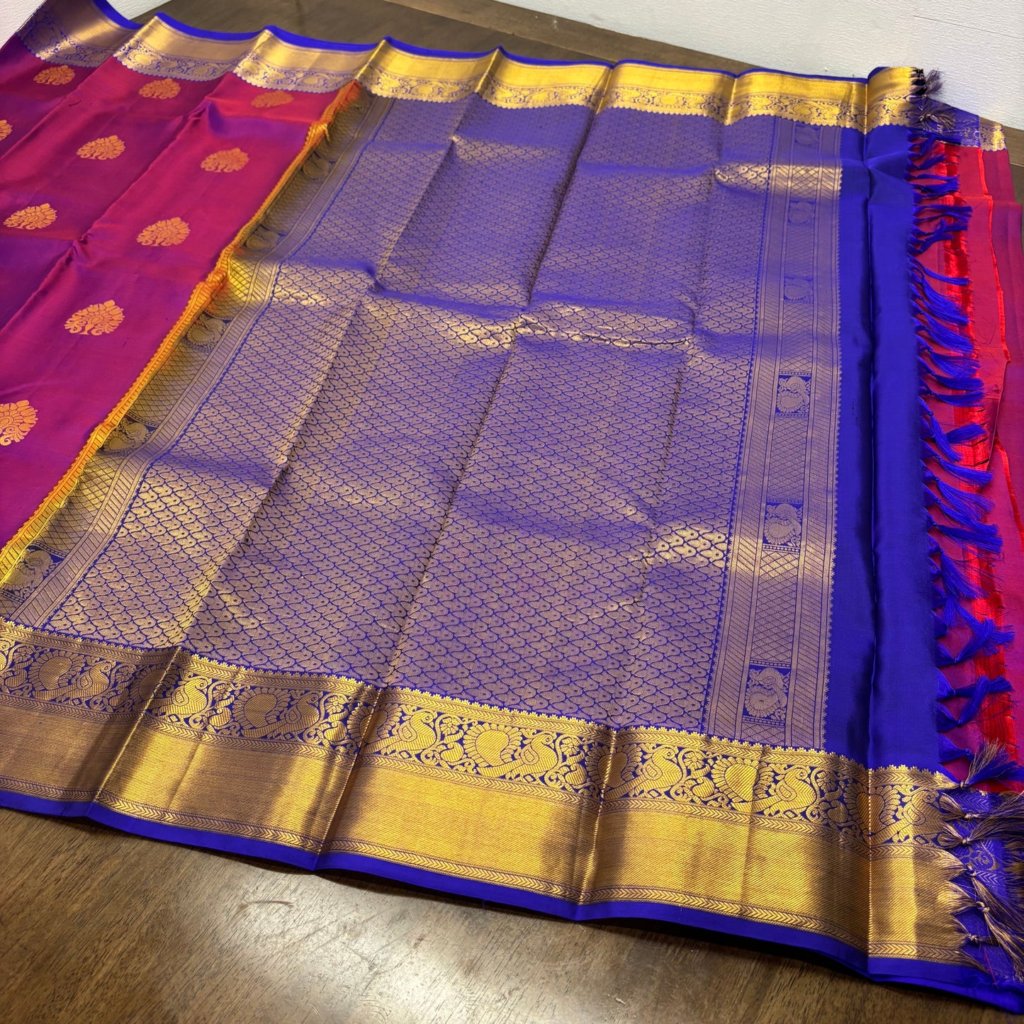 Royal Purple and Blue Kanchipuram Silk Saree