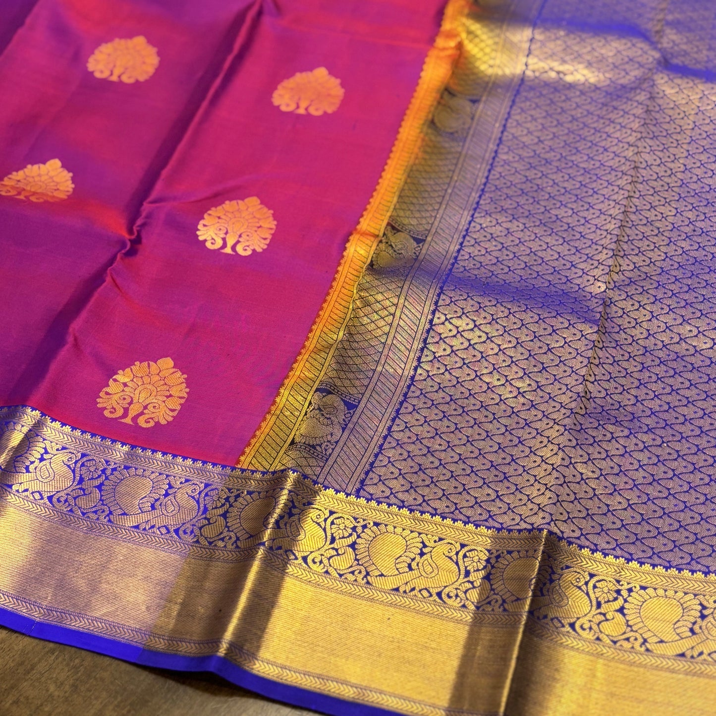 Royal Purple and Blue Kanchipuram Silk Saree