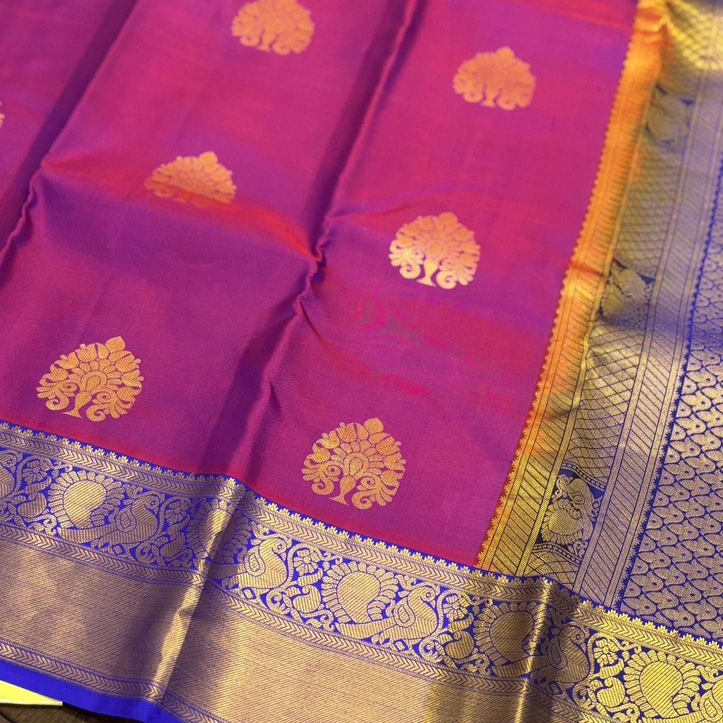 Royal Purple and Blue Kanchipuram Silk Saree