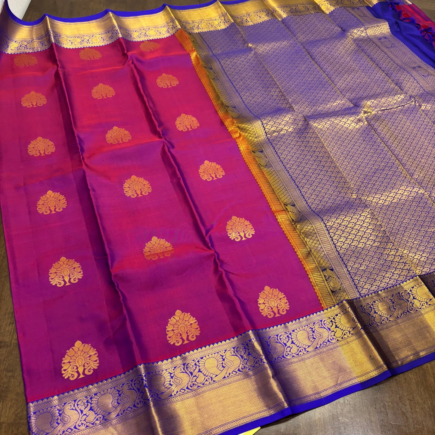 Royal Purple and Blue Kanchipuram Silk Saree