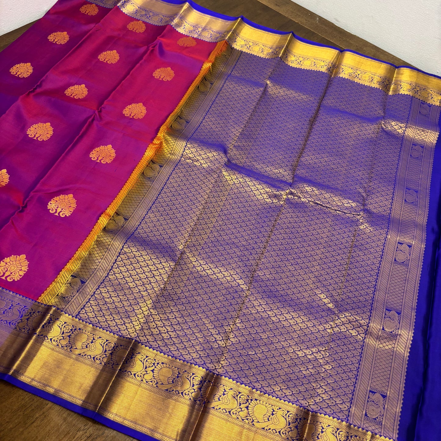 Royal Purple and Blue Kanchipuram Silk Saree