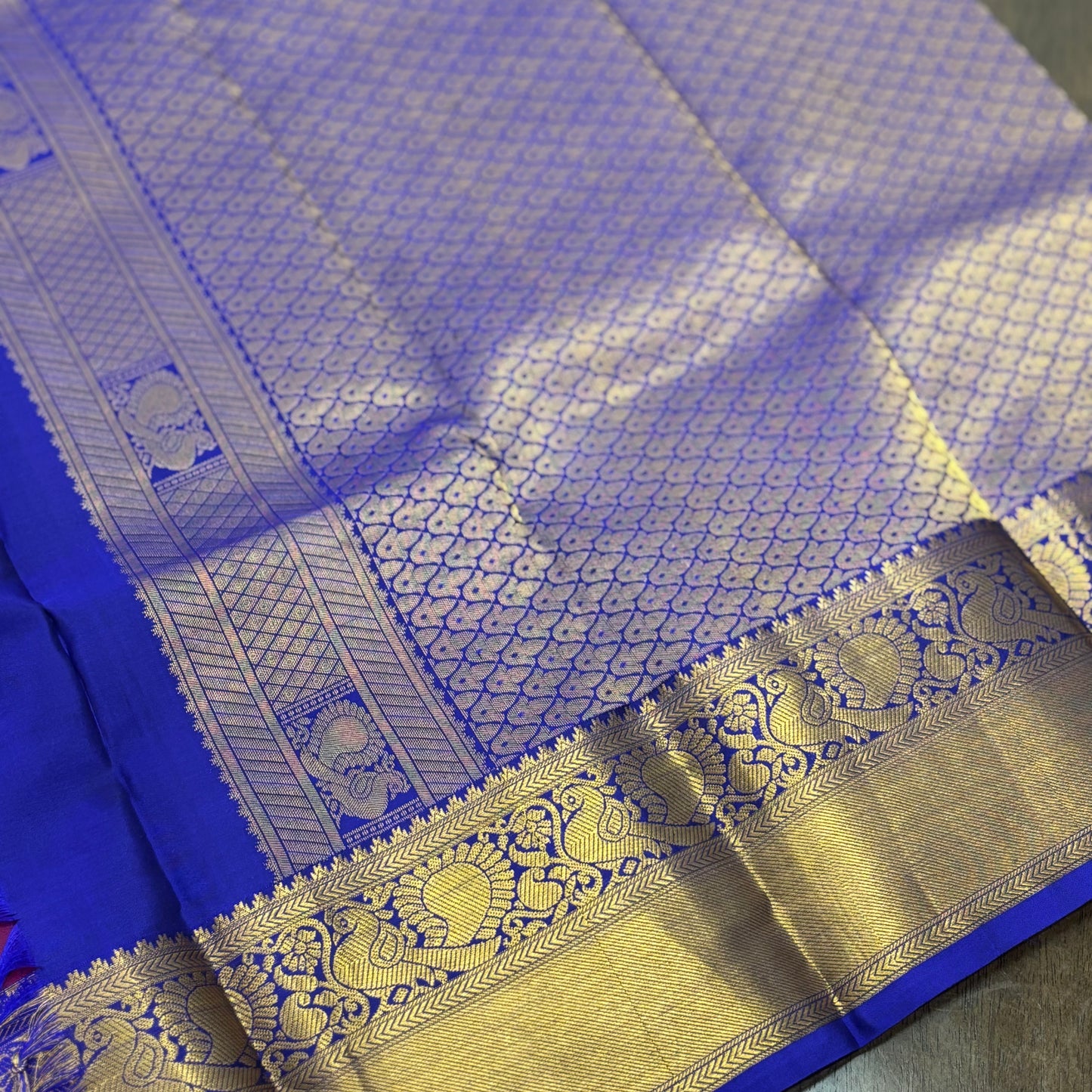 Royal Purple and Blue Kanchipuram Silk Saree