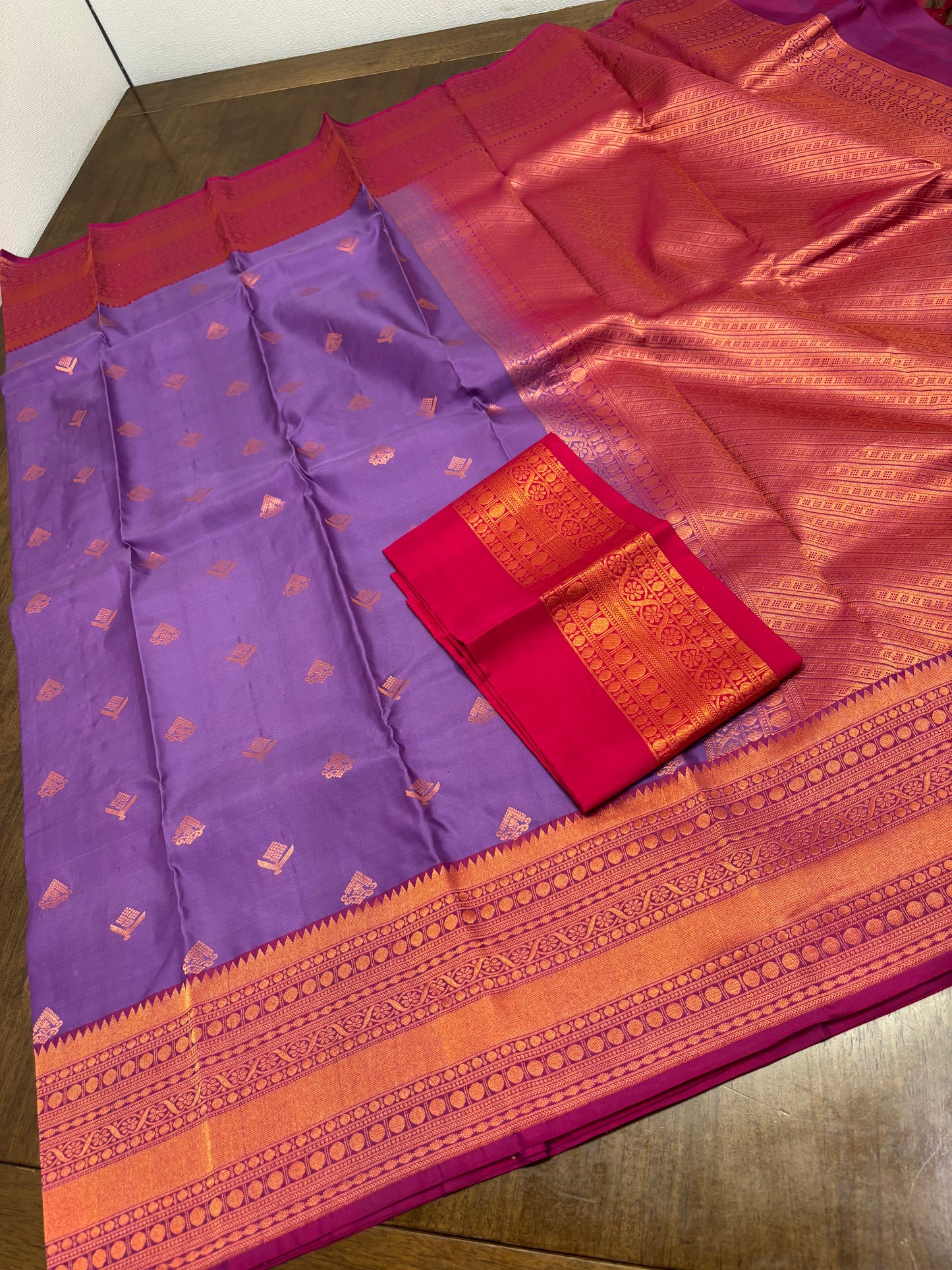 Royal Purple and Pink Kanchipuram Silk Saree