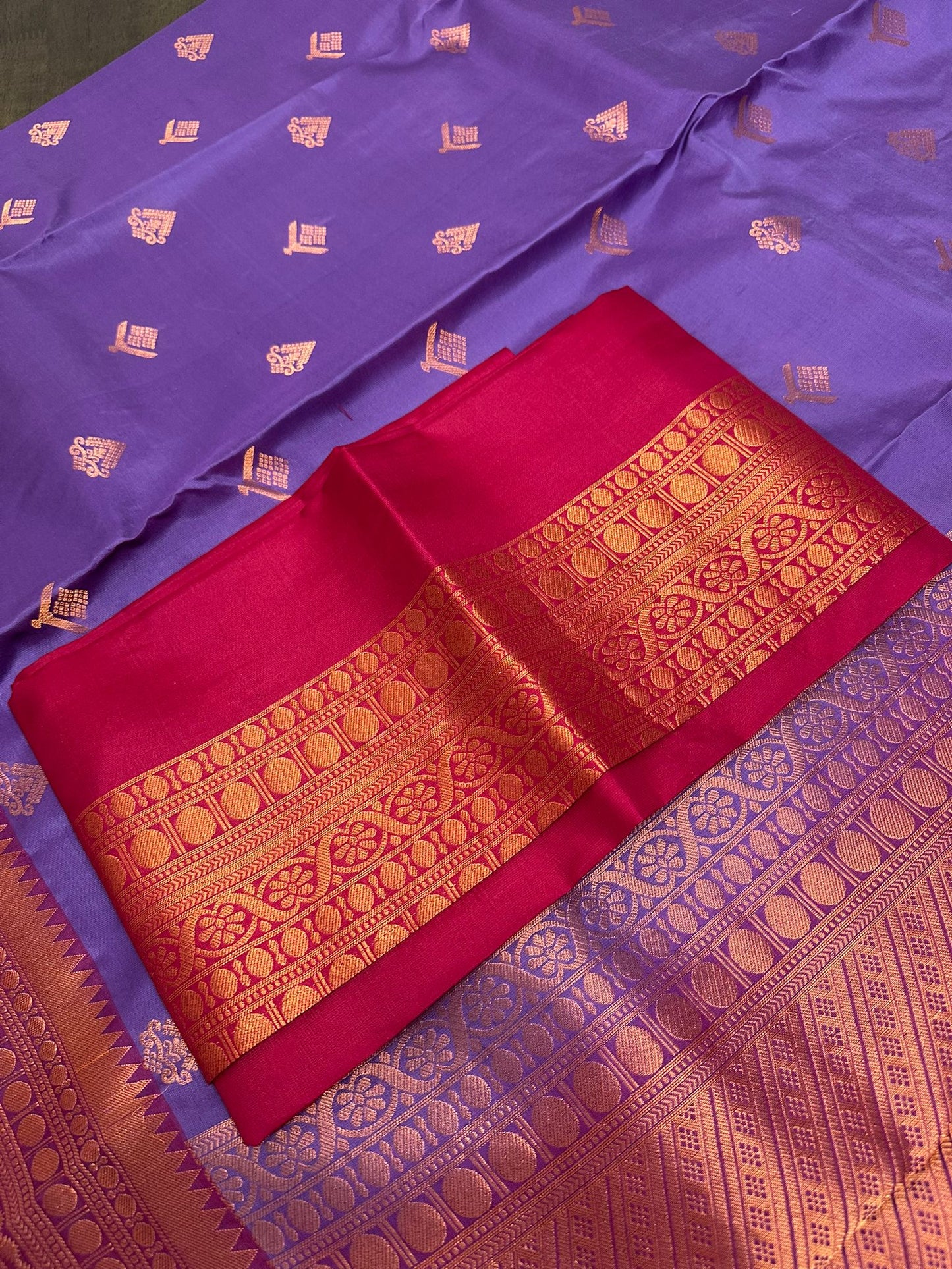 Royal Purple and Pink Kanchipuram Silk Saree