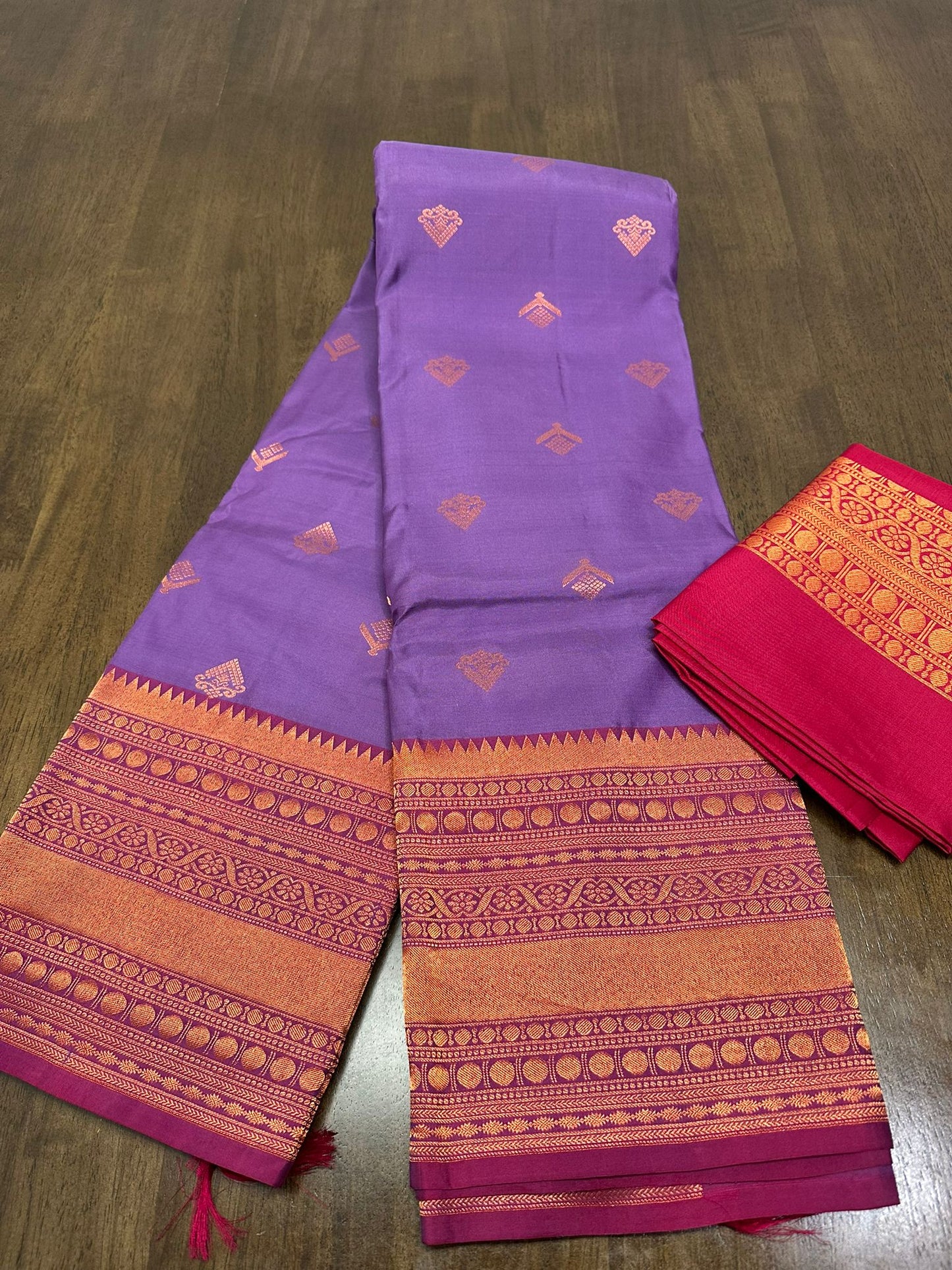 Royal Purple and Pink Kanchipuram Silk Saree