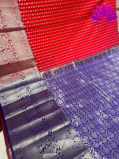 Ravishing Red and Blue: Venkat Giri Pattu Semi-Silk Saree