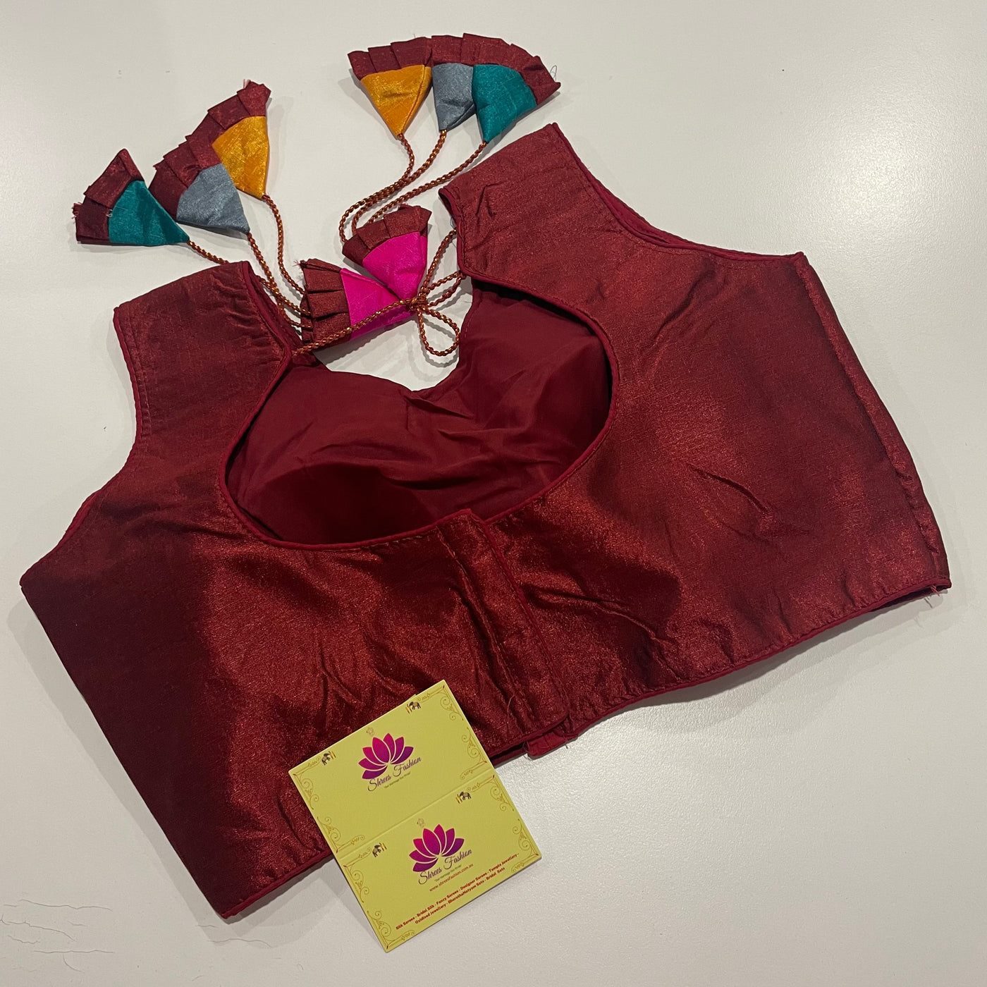 Burgundy Bliss: Maroon Raw Silk Readymade Blouse