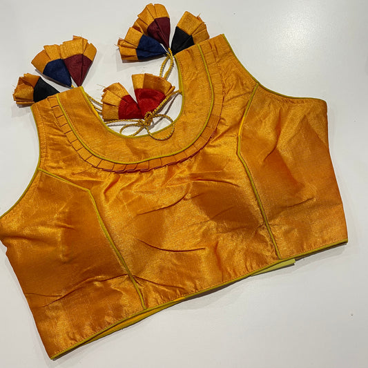 Sunny Delight: Yellow Raw Silk Readymade Blouse