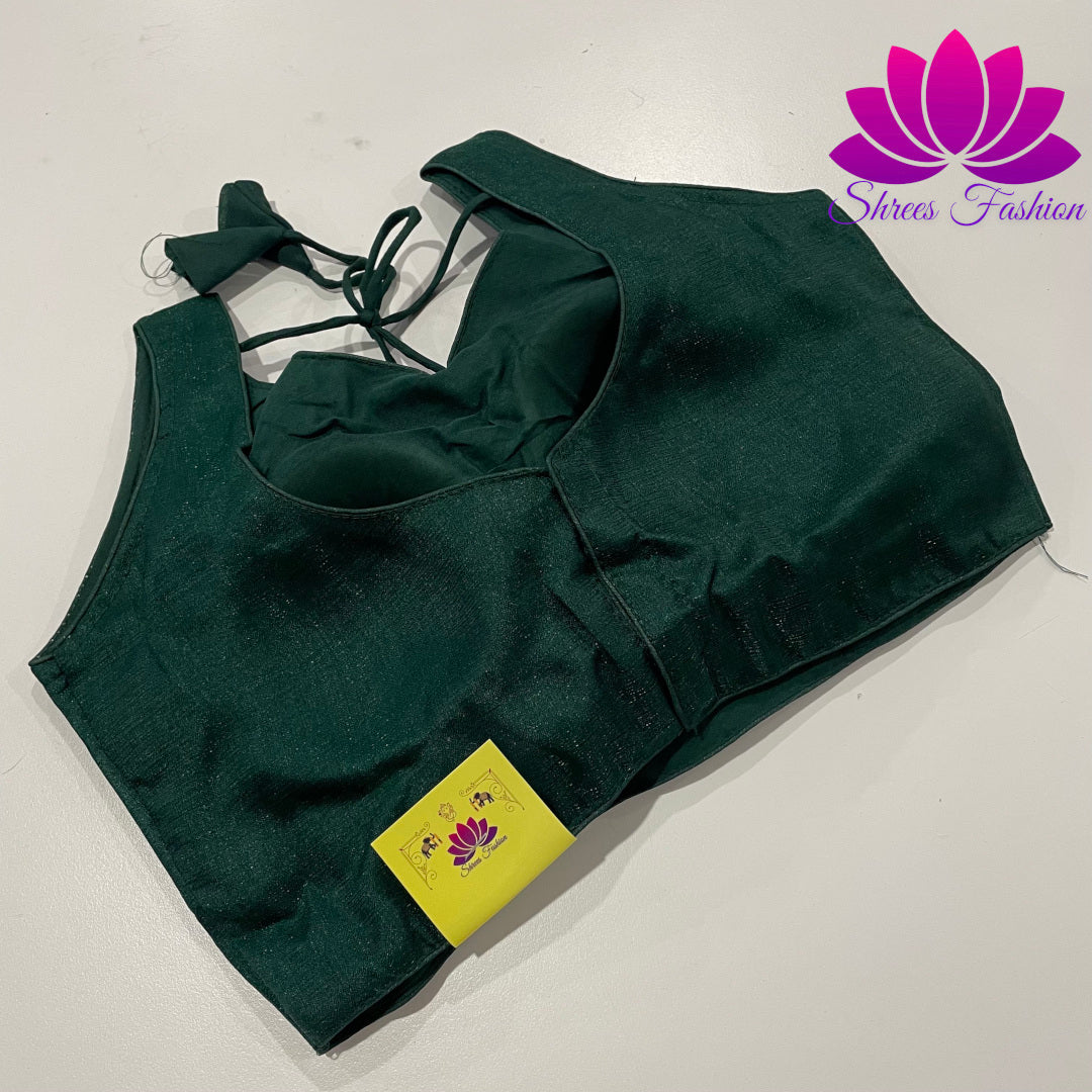 Emerald Elegance: Green Raw Silk Blouse