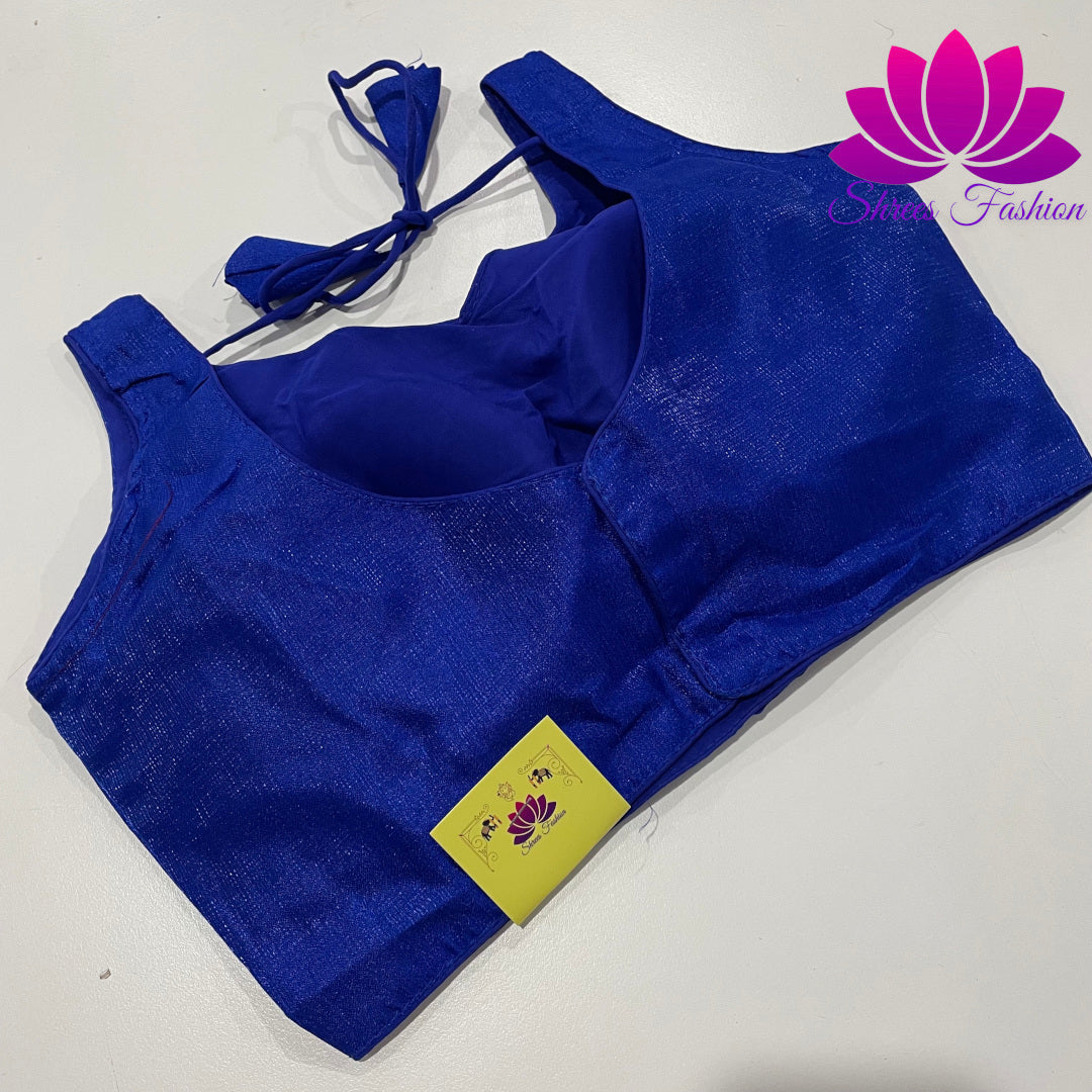 Regal Indigo: Royal Blue Raw Silk Blouse