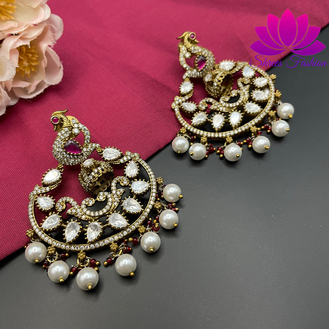 Timeless Elegance: Victorian Stones Chandbali Earrings - Shrees  Fashion Australia