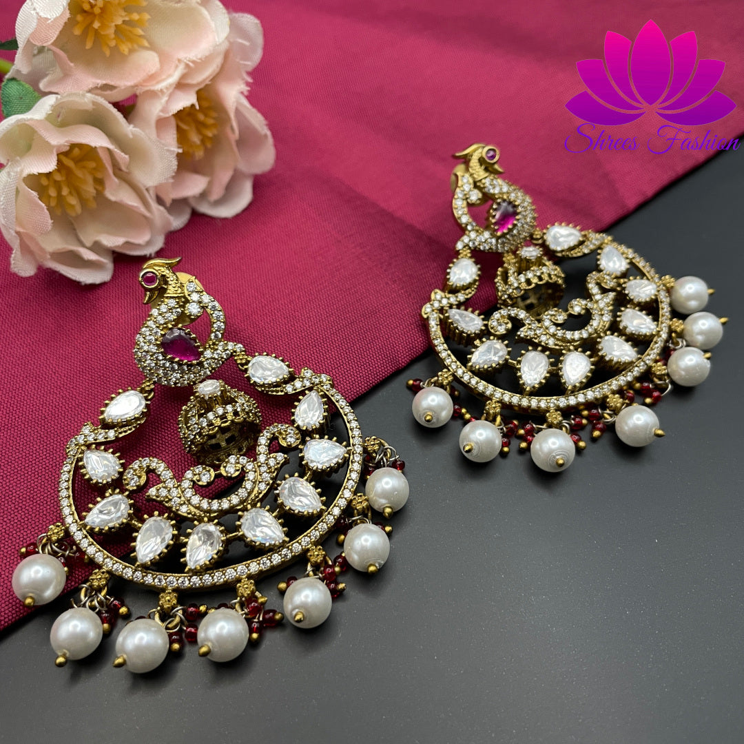 Timeless Elegance: Victorian Stones Chandbali Earrings - Shrees  Fashion Australia