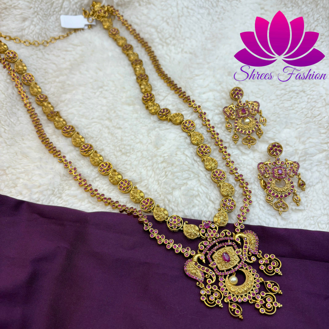 Mango Melody: Double Layer Mango Design Haram with Exquisite Pendant"