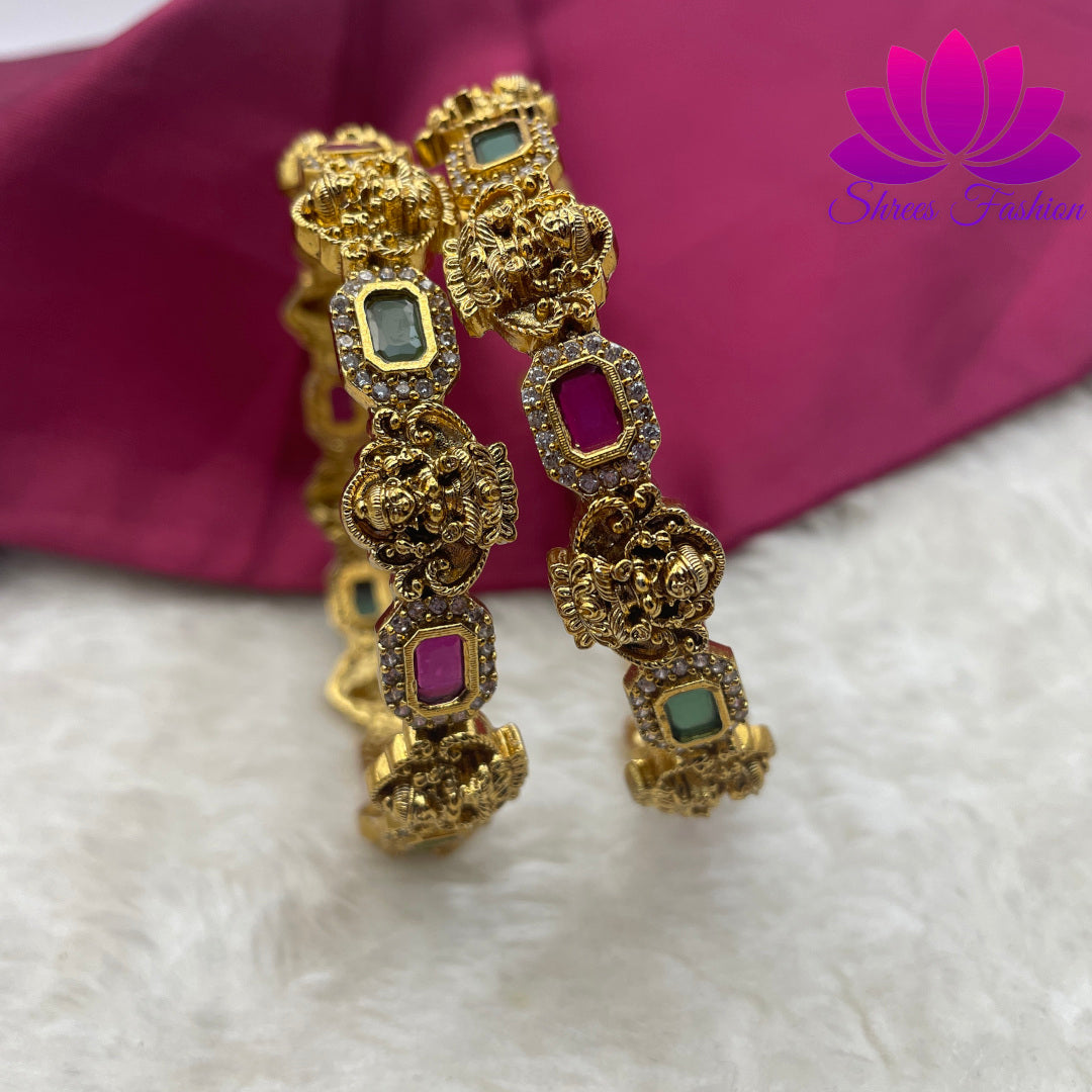 Radiant Reverence: CZ Stone Temple-inspired Bangles