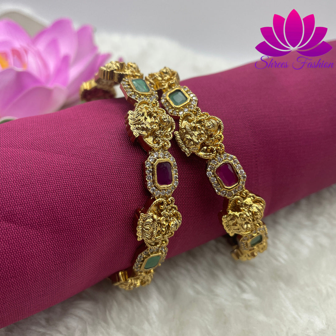 Radiant Reverence: CZ Stone Temple-inspired Bangles