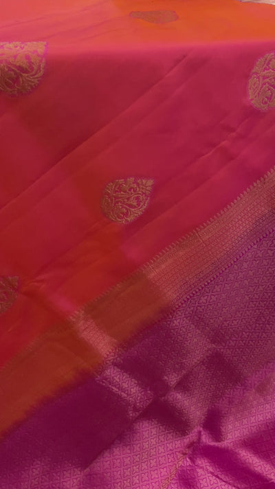 Exquisite Orange with Pink Dual shade | Soft Silk Saree | Silk Mark India Certified