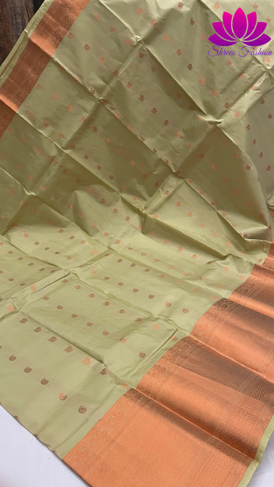 Elachi Green And Red Colour Combination With Copper Zari Design Kanchipuram Silk Saree - Shrees  Fashion Australia