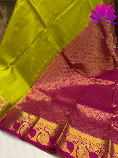 Beautiful Light Green With Pink Color Silk Saree | Silk Mark India Certified - Shrees  Fashion Australia