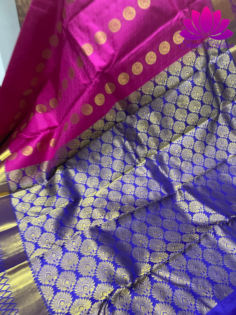 Magenta With Dark Blue Color Kanchipuram Silk Saree | Silk Mark India Certified - Shrees  Fashion Australia