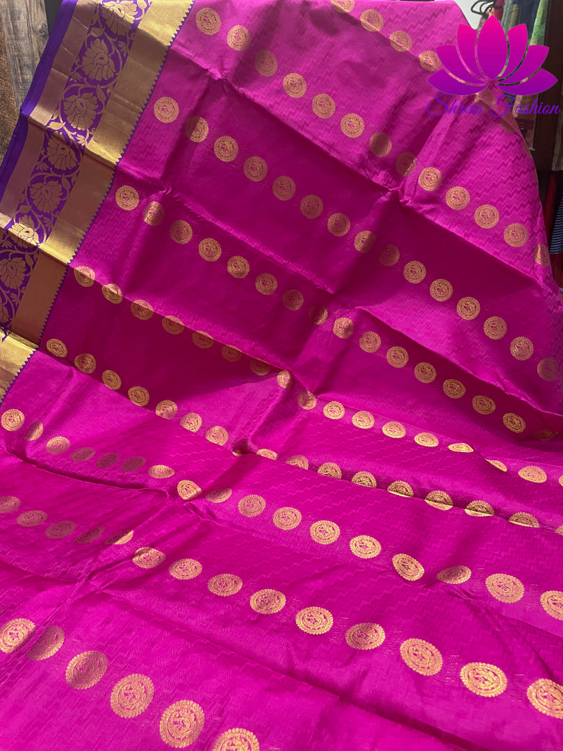 Magenta With Dark Blue Color Kanchipuram Silk Saree | Silk Mark India Certified - Shrees  Fashion Australia