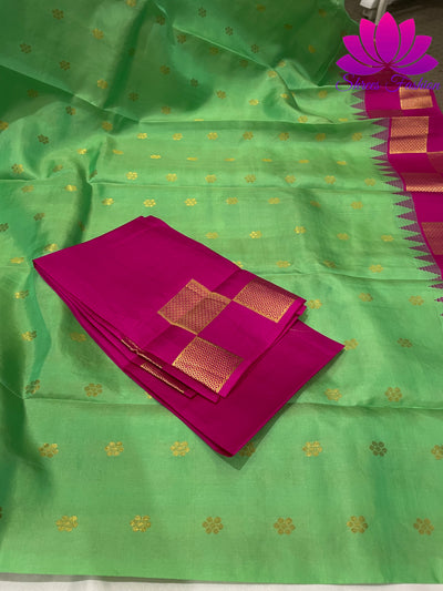 Classic Green With Pink Color Kanchipuram Silk Saree | Silk Mark India Certified - Shrees  Fashion Australia