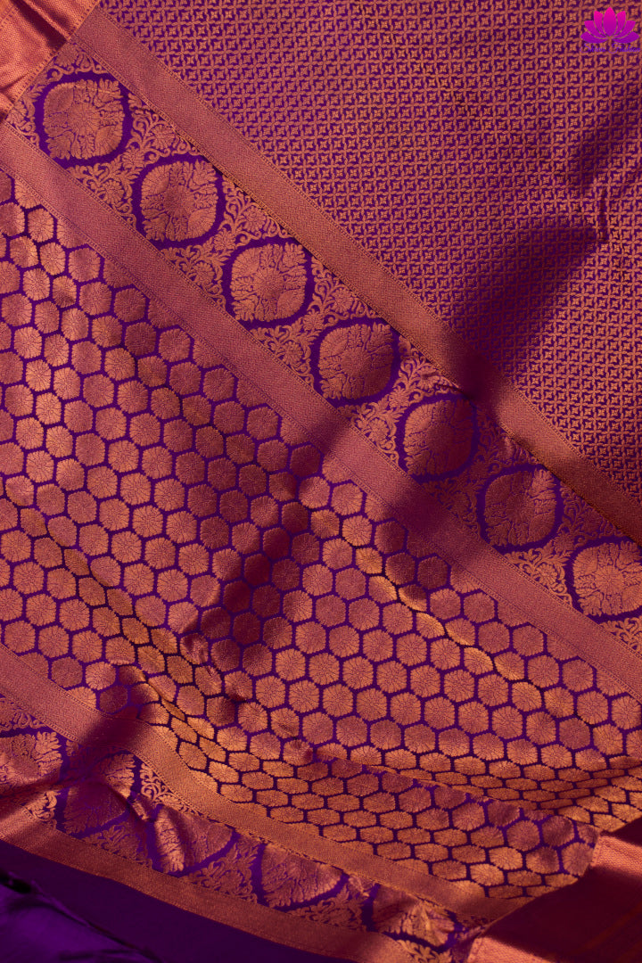 Purple Copper Zari Silk Saree | Kanchipuram Silk | Silk Mark Certified - Shrees  Fashion Australia