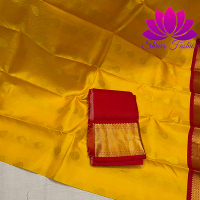 Yellow With Red Traditional colour combinations Silk Saree | Kanchipuram Silk | Silk Mark Certified - Shrees  Fashion Australia