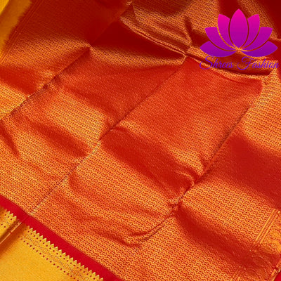 Yellow With Red Traditional colour combinations Silk Saree | Kanchipuram Silk | Silk Mark Certified - Shrees  Fashion Australia