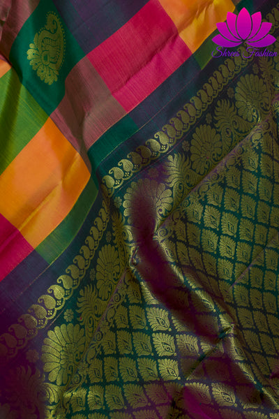 Multi Color Checkered Saree | Silk Saree | Silk Mark India Certified - Shrees  Fashion Australia